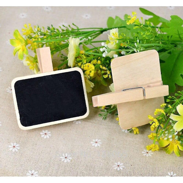 Open closed signs 50pcs mini wooden clip for blackboard message rectangle slate a clip clip board board for wedding