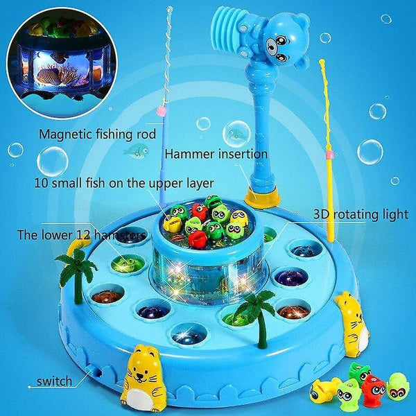 Fishing Toys Children Playing Hamster Fishing Plate 2 In 1 Toy Boy Girl Puzzle Music Toys