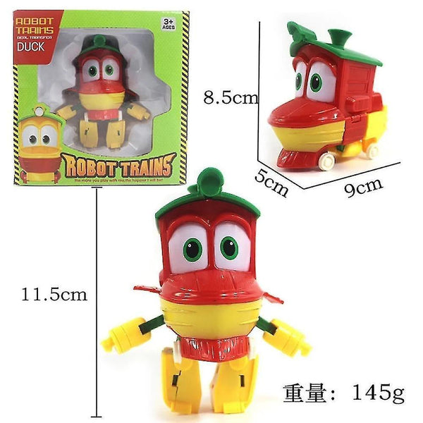 Action toy figures robot trains transformation kids juguetes 11cm pvc rt model kay alf duck figure robot car family