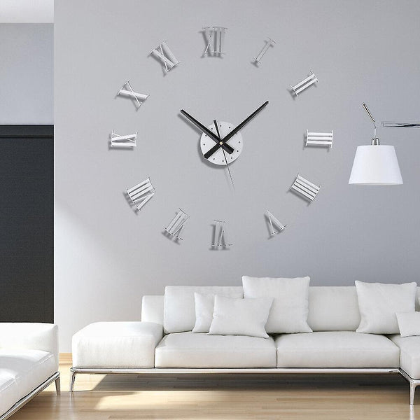 Wall clocks gold 3d diy large roman wall clock numerals