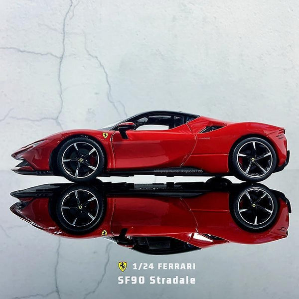 Toy cars 1:24 ferrari sf90 stradale simulation die cast alloy car model collection christmas gift toy red