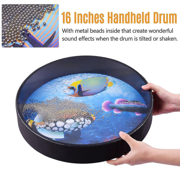 Drum kits 16 inch ocean drum wooden handheld sea wave drum percussion instrument gentle sea sound musical toy