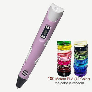 3D Printers 3D printing pen diy drawing pen with lcd display 3d pen with 12 colors 100 meter pla fil