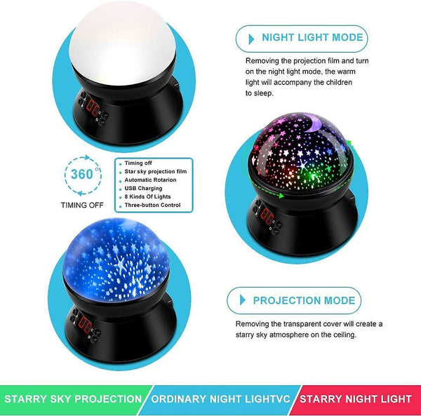 Christmas gift kids Rotating Moon Sky Projection LED Night Lights Toys Table Lamps Timer Shut Off Co