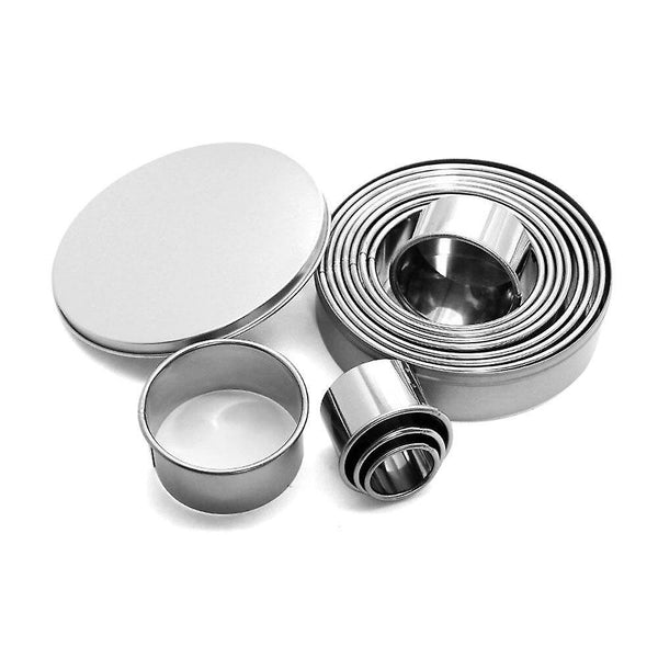 Kitchen Molds 12pcs/set Stainless Steel Round Cookie Biscuit Cutters Circle Pastry Cutters Metal Bak