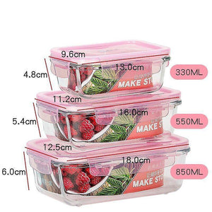 Lunch boxes totes 3 pcs microwave oven heating lunch box for office worker leakproof glass lunch box