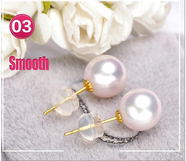 Earrings 18k gold stud earring white pearl earrings 8 mm