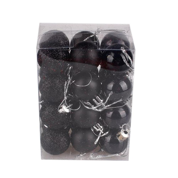 Christmas gift kids Black 24pcs Tree Decorations Balls Xmas Ornament Ball Glitter Hanging Ball Home