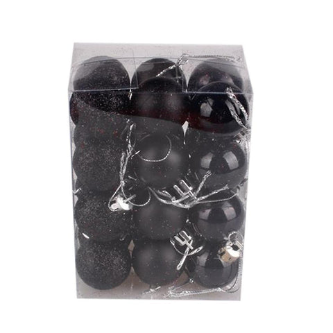 Christmas gift kids Black 24pcs Tree Decorations Balls Xmas Ornament Ball Glitter Hanging Ball Home