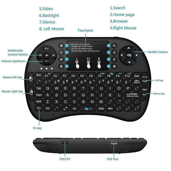 Remote controls mini wireless keyboard i8 russian english hebrew version i8+ 2.4Ghz air mouse touchpad handheld for