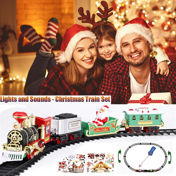 Christmas gift kids Lights Sounds Train Set Railway Tracks Toys Xmas Train