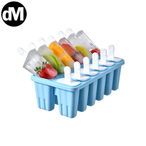 Ice cream maker freezer bowls 25cm 12 cells multicolored ice cream mold food grade silicone ice tray ice box ices maker home blue