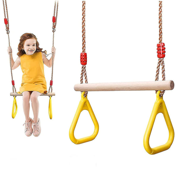 Swing Outdoor Children Multifunction Children Wooden Trapezoid Swing Suspension Trainers