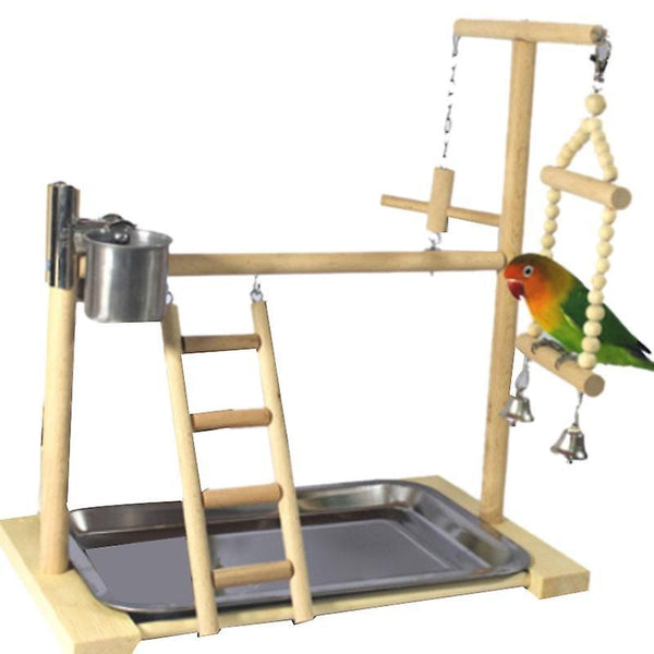 Bird Toys Parrot Playstands With Cup Toys Tray Bird Swing Ladder Bridge Cockatiel Playground Bird Pe