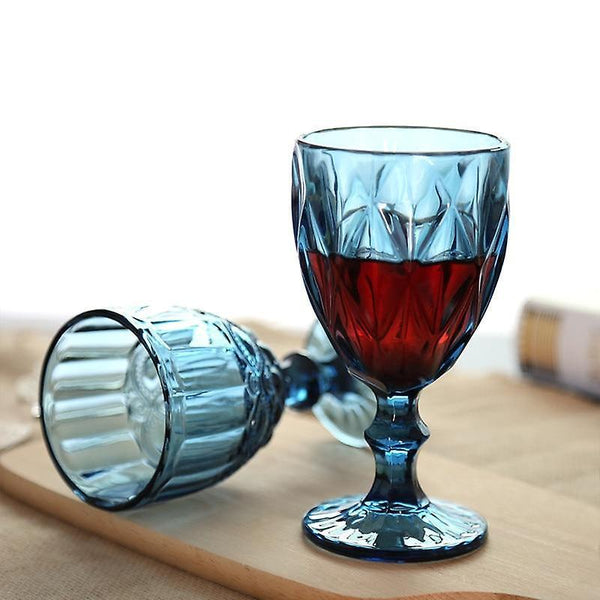 Wine Glass Charms 4Pcs/Set Multicolor Carved Red Wine Glasses Retro Embossed Whiskey Cups Wedding Pa