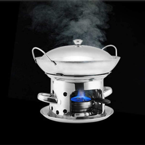 Alcohol Burner For Fondue Spirits Burner Stainless Steel Grey 18x 9.6 Cm Portable Cooking Stoves