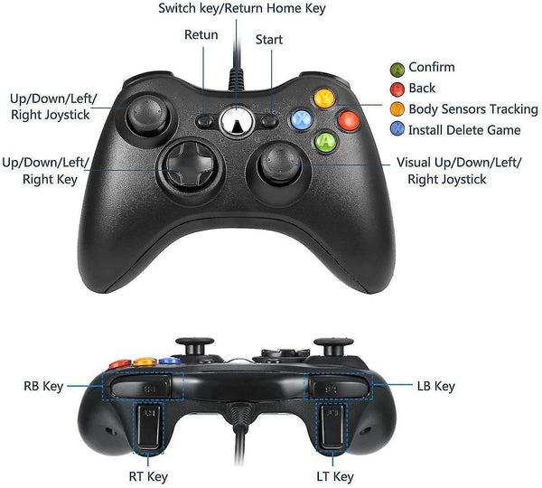 Game controllers wired gamepad for xbox 360  usb wired gamepad game joystick  wired game controller joystick with