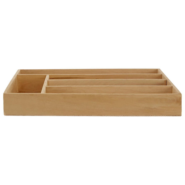 Utensil flatware trays birch wood 5 compartment cutlery tray