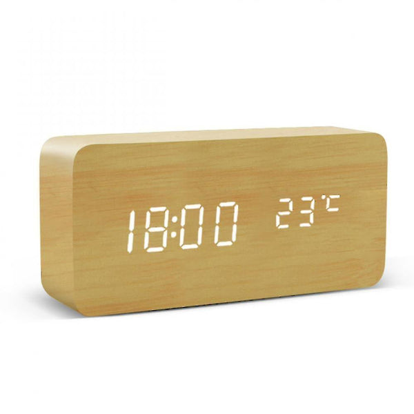 Alarm Clocks Led Alarm Clock Wooden Watch Table Voice Control Digital Wood Despertador Usb/aaa Power