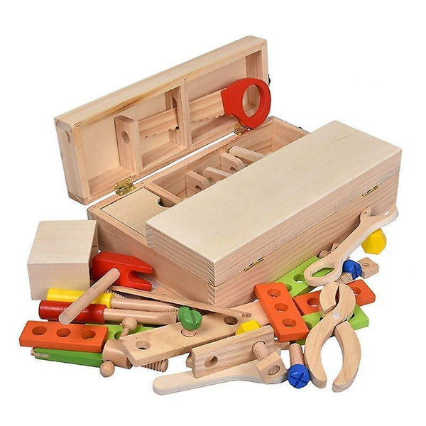 Alphabet Toys Children Handle Tool Box Wooden Educational Toy DIY Repair Screw Assembly Simulation T