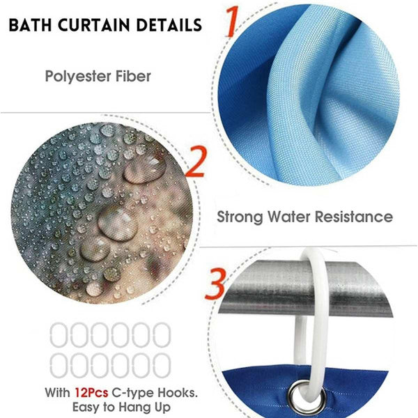 Shower curtains beach printed shower curtain sea scenery screen waterproof bathroom curtains non slip 90*180cm