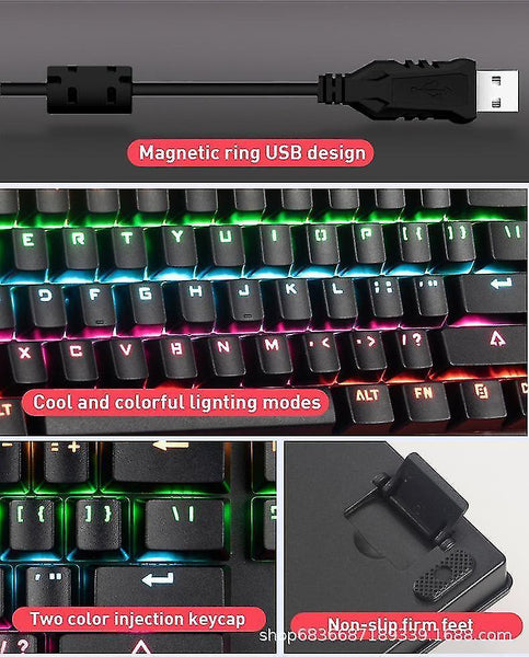 Remote controls gaming mechanical keyboard game anti-ghosting rgb mix backlit blue switch 87key teclado mecanico