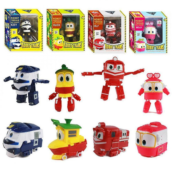 Action toy figures robot trains transformation kids juguetes 11cm pvc rt model kay alf duck figure robot car family