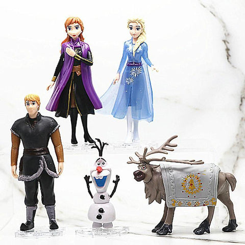 Action toy figures disney frozen 2 elsa anna olaf figures model princess elza girls doll toy set|action figures