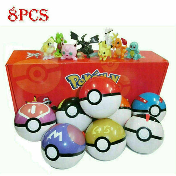 Action Toy Figures 8Pcs Pokeball Character Toys Doll Kid Toy Christmas gift