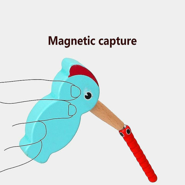 Fishing Toys Woodpecker Catcher Catching Worms Game Magnetic Fishing Children Wooden ToysChristmas g