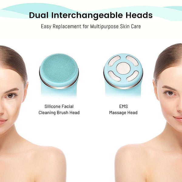 Anti-Aging Skin Care Kits 2 In 1 EMS Electric Facial Cleanser Silicone Facial Cleansing Brush Face C