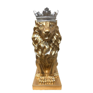 Sculptures statues nordic style abstract lion king statue for decor 17x10x8cm gold