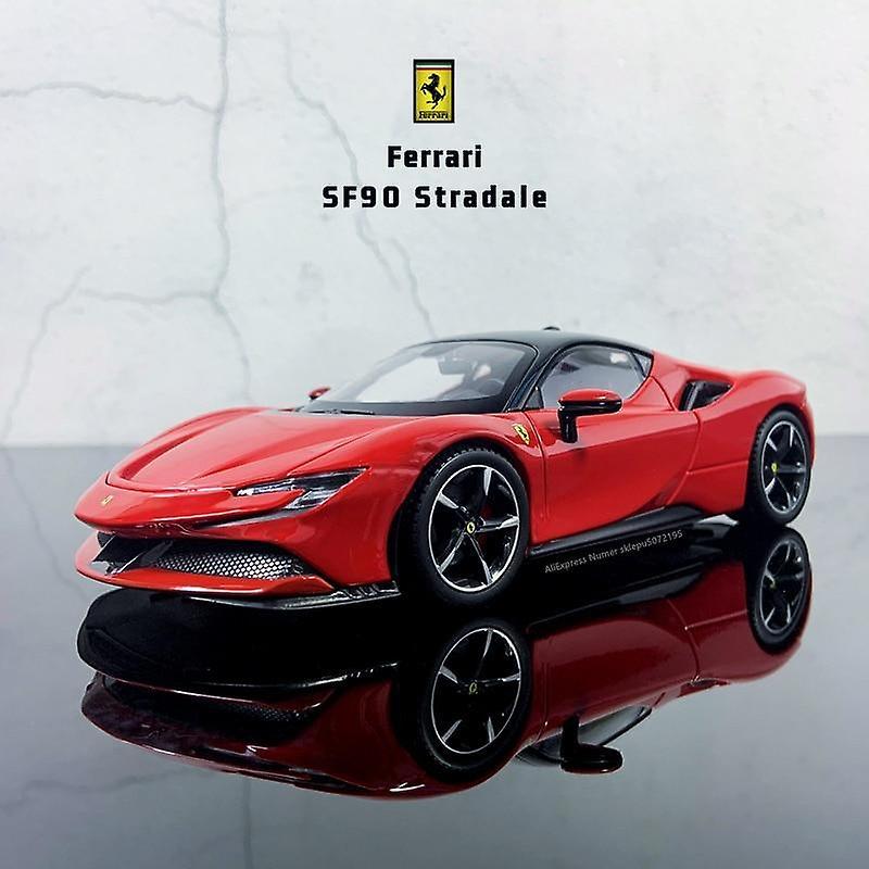 Toy cars 1:24 ferrari sf90 stradale simulation die cast alloy car model collection christmas gift toy red