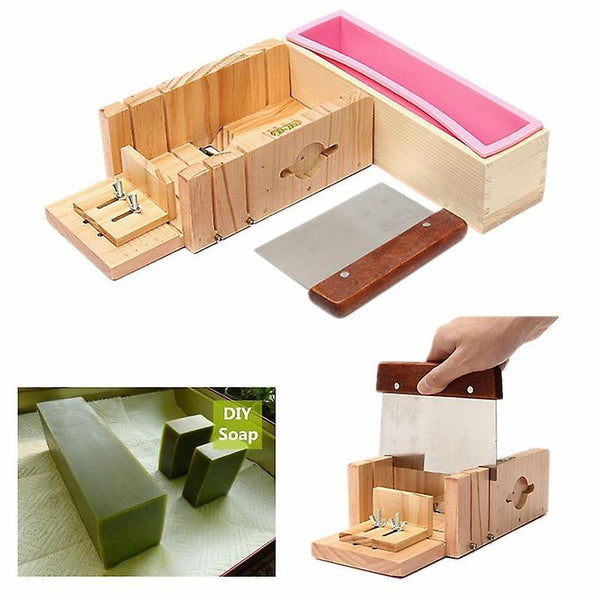 Soap dishes holders silicone soap mold with wooden box loaf cake maker slicer cutter handmade soap material