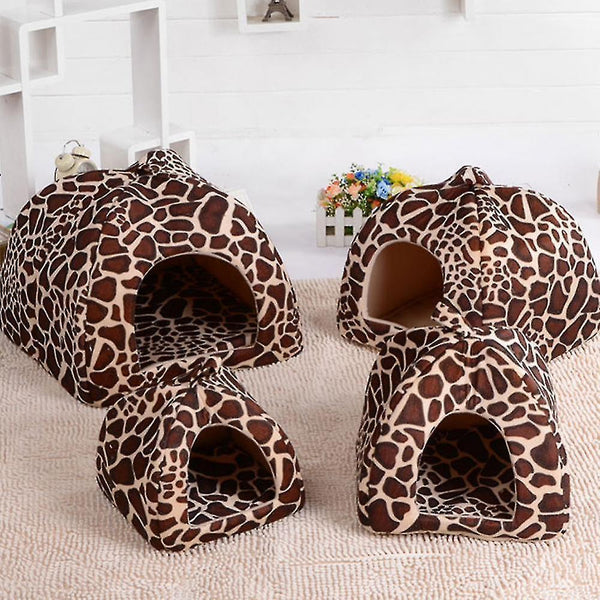 Dog Houses Homemiyn Leopard Dog Kennel Dog House Pet Kennel Soft Comfortable Warm Cat Kennel L Leopa