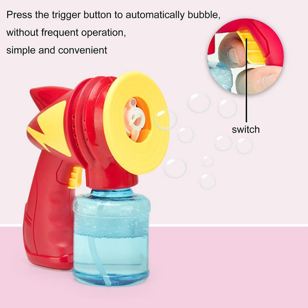 Bubble Blowing Toys Kids Cute Funny Red Cartoon Automatic Electric Bubble Machine Blower Handle Batt