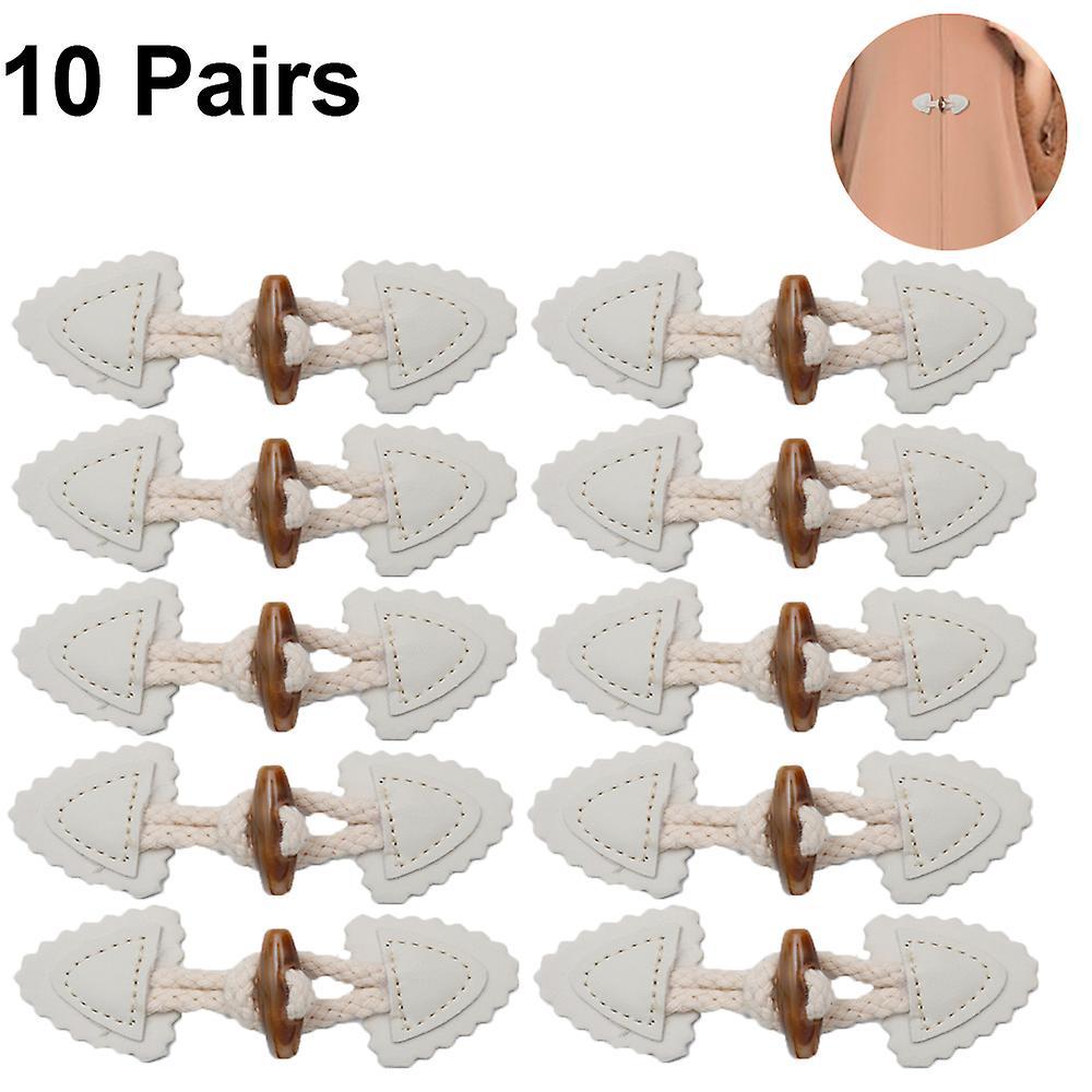 White Toggle Buttons 10 Pairs Of Leather Horn Toggle Closures Wood Utility Buckles