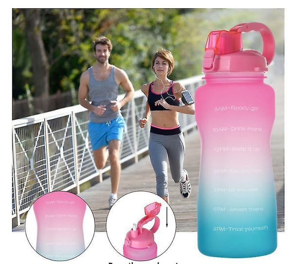 Water bottles outdoor water bottle large capacity sports water bottles lifting belt bounce cover with straw purple