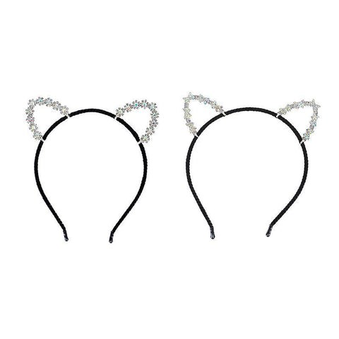 17x15cm unisex Hair Wreaths 2pcs Rhinestone Cat Ear Headbands Decorative Cat Ear Headbands Party Props